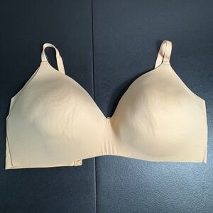 Knix WingWoman Wireless Bra Warm Sand Nude Molded Cups Side Smoothing Comfort L‎